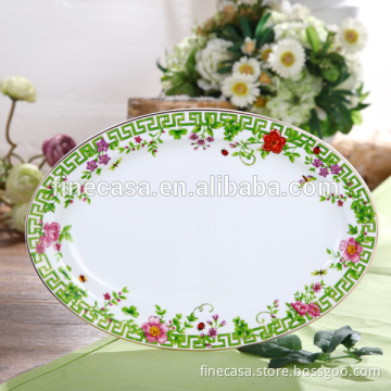 In April Elegant Fine Super White Porcelain 12 Inches Oval White Dinner Plate